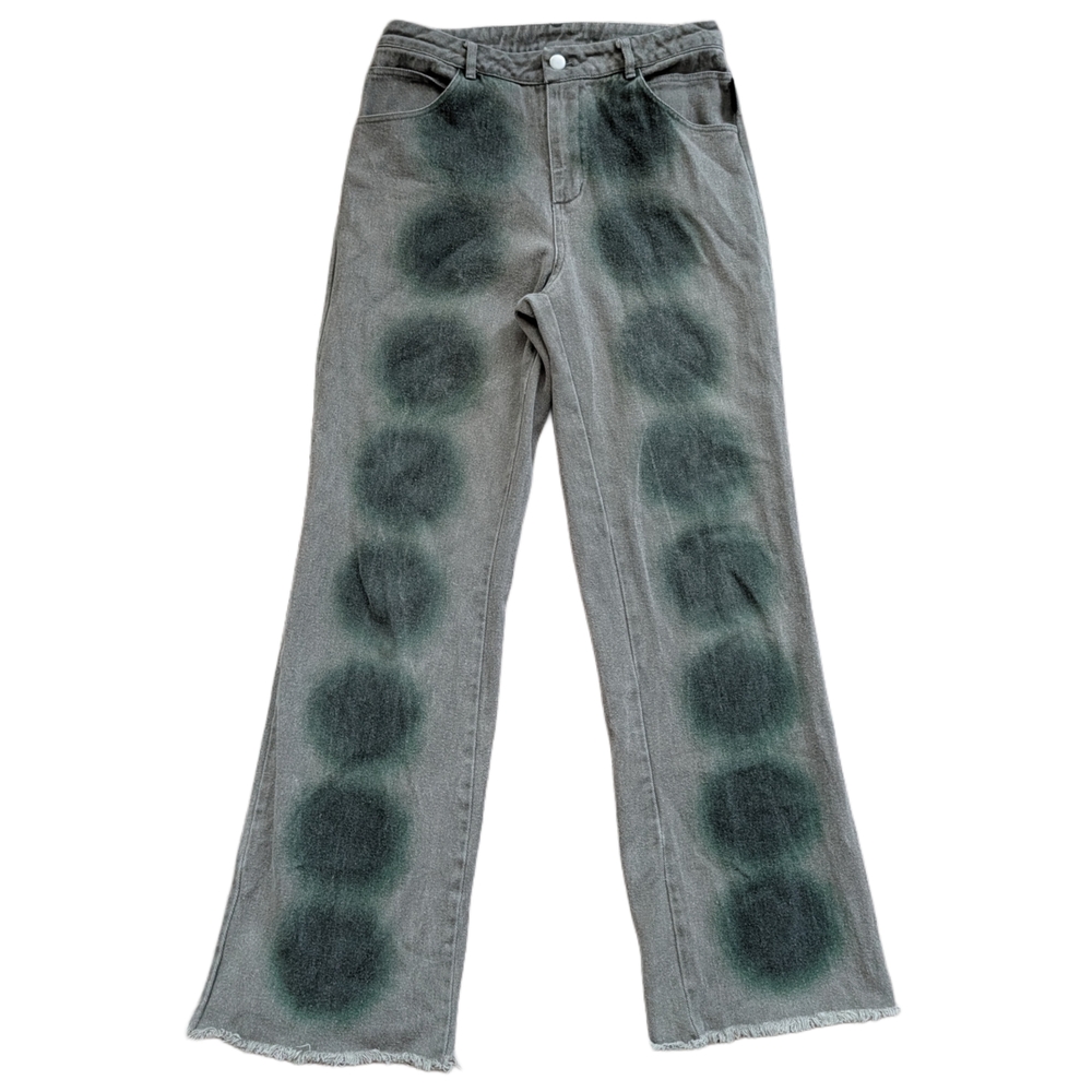 Fuzzykon Green Reni Distressed Hem Baggy Jeans Size Medium